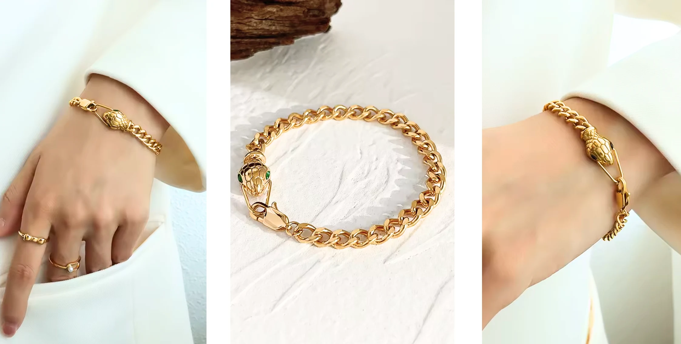 Schlangenarmband Gold Lucie – Bild 6