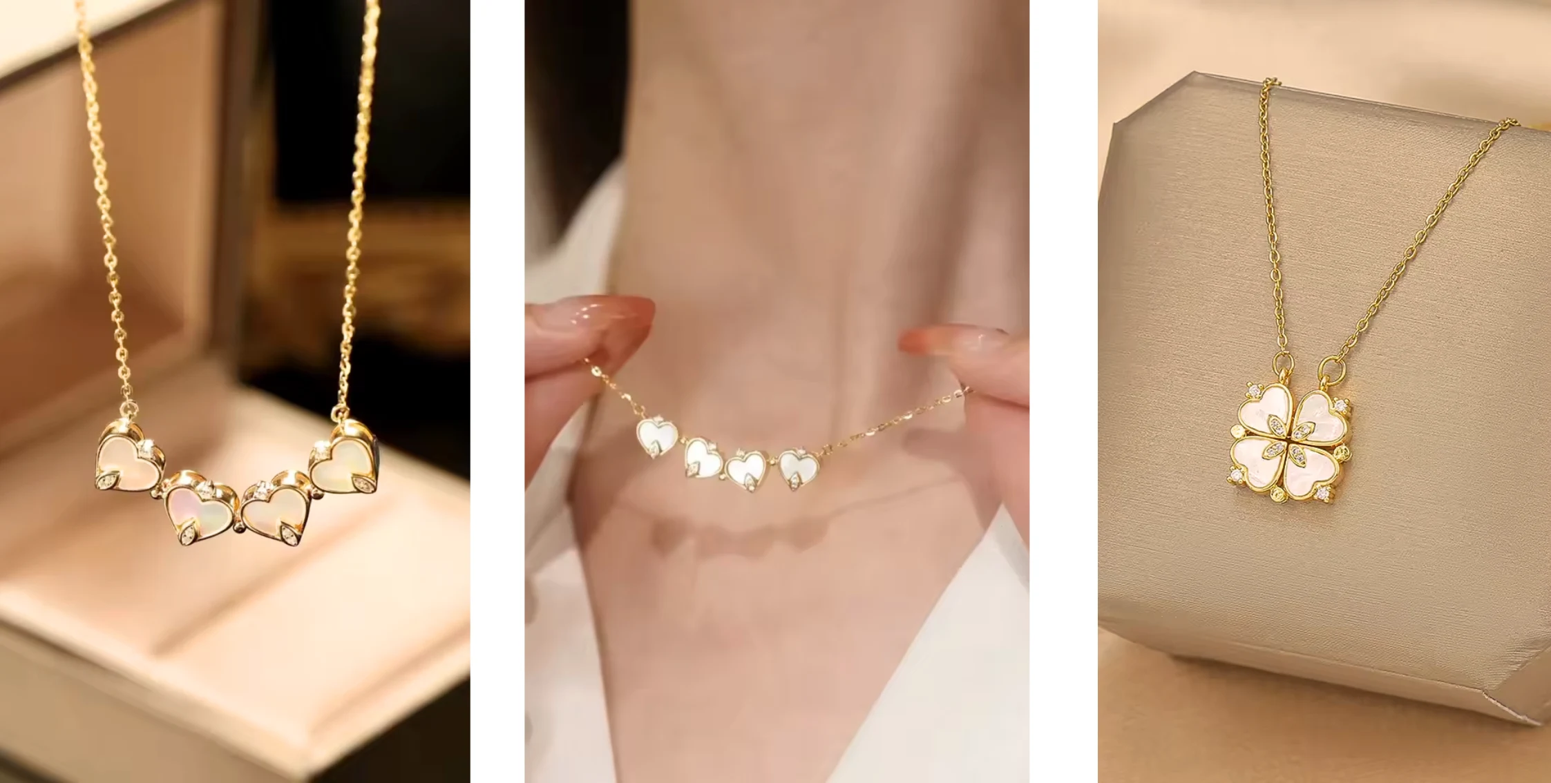 Halskette schwarzes Kleeblatt Mélanie – Bild 10